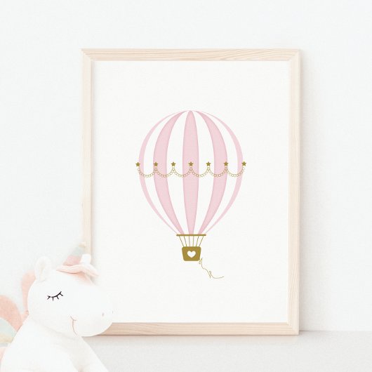 Roze Hete Luchtballon Kwekerij & Kinder Kamer Post Poster