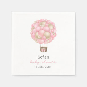 Roze Hete Luchtballon Meisje Baby shower Servet