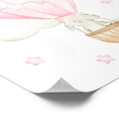 Roze hete luchtballon, olifant, ster, meisjeskamer poster (Hoek)
