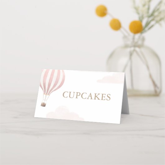 Roze Hete Luchtballon Verjaardag Voedsel Etiketten (Voorkant)