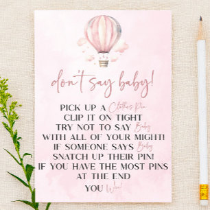 Roze Hete Luchtballon Zeg niet Baby shower Spel