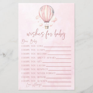 Roze Hete Luchtballonwensen voor Baby shower spel
