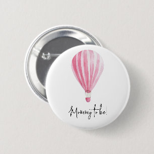Roze heteluchtballon Mama in spe Ronde Button 5,7 Cm