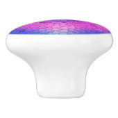 Roze hexagon-mozaïek op blauwe gradiënt keramische knop (Zijkant)