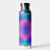 Roze hexagon-mozaïek op blauwe gradiënt waterfles (Links)