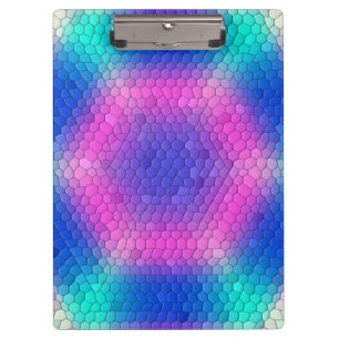 Roze hexagon-mozaïek op een blauwe gradiënt klembord