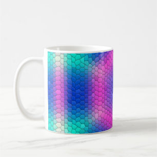 Roze hexagon-mozaïek op een blauwe gradiënt koffiemok