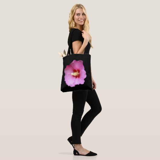 Roze Hibiscus All Over Print Bag Draagtas (Op model)
