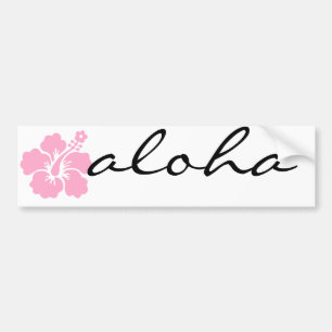 roze hibiscus aloha bloem V Bumpersticker