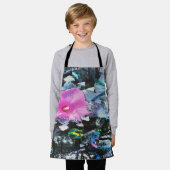 Roze Hibiscus Black en White Landscape Collage Schort (Gedragen)