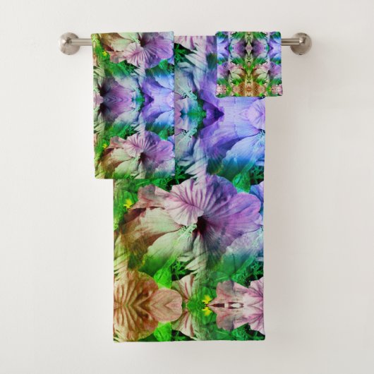 Roze Hibiscus Bloem Abstract Verstoord Bad Handdoek (Insitu)