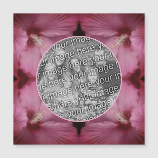 Roze Hibiscus Bloem Creëer Uw Eigen Fotomagneet (Voorkant)