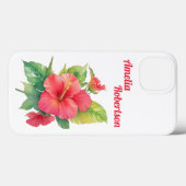 Roze Hibiscus Bloem Gepersonaliseerde Telefoon Cas Case-Mate iPhone Case (Achterkant (horizontaal))