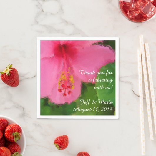 Roze Hibiscus Bloem Strandbruiloft Servetten (Insitu)