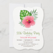 Roze Hibiscus Bloem Verjaardag Uitnodiging (Voorkant)