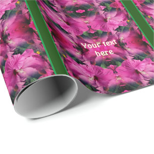 Roze Hibiscus Bloem Vermenigvuldigd Gepersonalisee Cadeaupapier