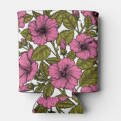 Roze hibiscus bloemen blikjeskoeler (Achterkant)