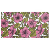 Roze hibiscus bloemen kussensloop (Voorkant-Links)