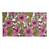 Roze hibiscus bloemen kussensloop (Achterkant-Rechts)