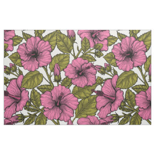 Roze hibiscus bloemen stof