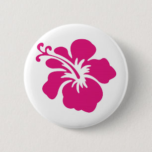 Roze Hibiscus Design Ronde Button 5,7 Cm