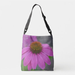 Roze Hibiscus en Echinacea Crossbody Tas