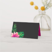 Roze Hibiscus en tropische bladeren (Voorkant)