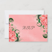 Roze Hibiscus Floral Elegant RSVP Respons Kaarten