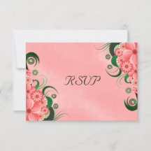 Roze Hibiscus Floral Elegant RSVP Respons Kaarten