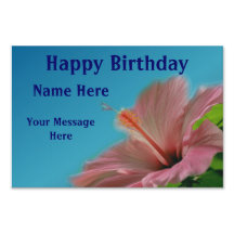 Roze Hibiscus Flower Happy Birthday