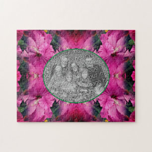 Roze Hibiscus Flower Lijst Creëer Uw eigen foto Legpuzzel