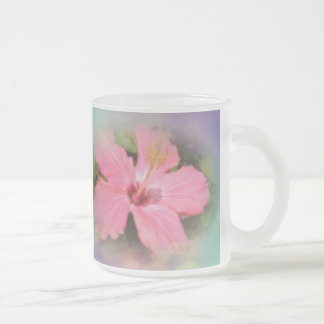 Roze Hibiscus Flower Matglas Koffiemok