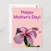 Roze Hibiscus Flower Side Uitzicht Moederdag Briefkaart (Voorkant / Achterkant)