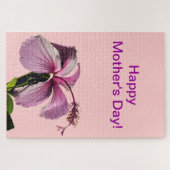 Roze Hibiscus Flower Side Uitzicht Moederdag Legpuzzel (Horizontaal)