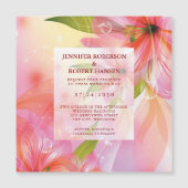 Roze Hibiscus Flower Wedding Magnetic Kaart (Voorkant)