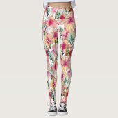 Roze Hibiscus Garden Leggings (Voorkant)