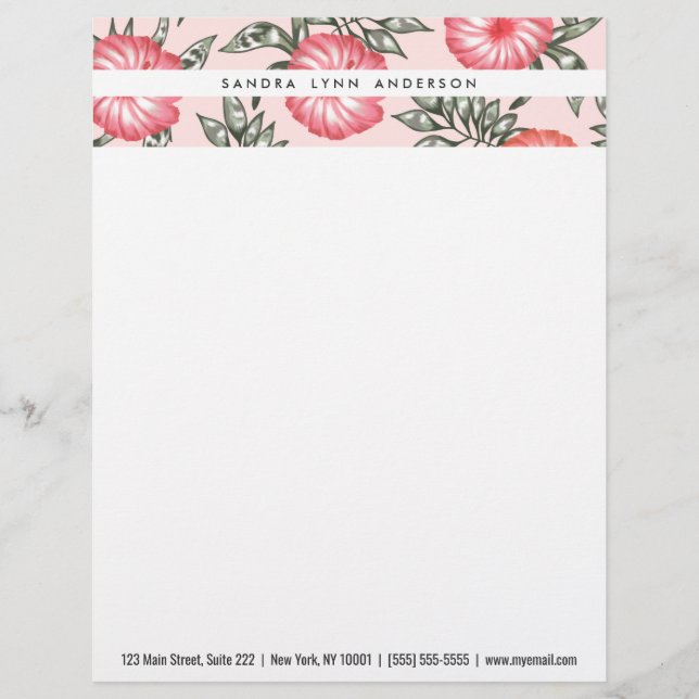 Roze Hibiscus Hawaiian Flower Pattern Briefhoofd (Voorkant)