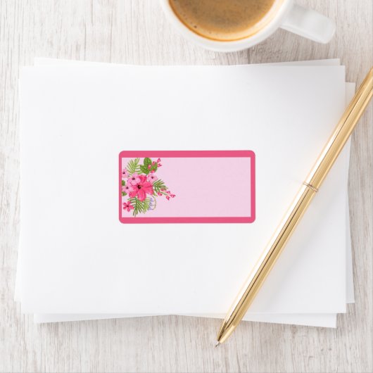 Roze Hibiscus Hawaiian Mailing Adres Etiket (Insitu)