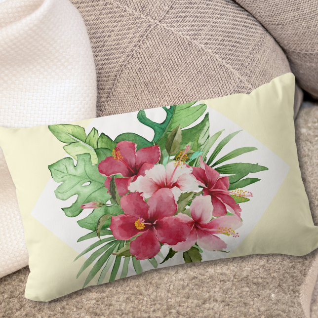 Roze Hibiscus Lumbar Pillow Kussen (Creator heeft geüpload)