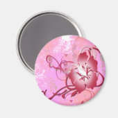Roze Hibiscus Magneet (Voorkant / Achterkant)