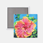 Roze Hibiscus Magnet Magneet (Voorkant / Achterkant)