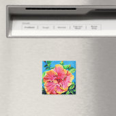 Roze Hibiscus Magnet Magneet (Insitu (Vaatwasser))