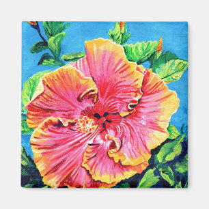 Roze Hibiscus Magnet Magneet