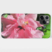 Roze Hibiscus met Raindrops Iphone Case Hoesje (Achterkant horizontaal)