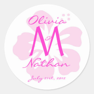 Roze HIbiscus Monogram Sticker