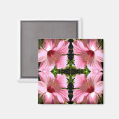 Roze Hibiscus Pattern Magneet (Voorkant / Achterkant)