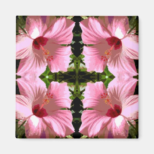 Roze Hibiscus Pattern Magneet (Voorkant)