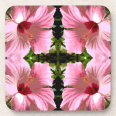 Roze Hibiscus Pattern Onderzetter (Voorkant)