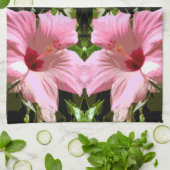 Roze Hibiscus Pattern Theedoek (Gevouwen)