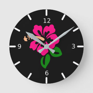 Roze Hibiscus Ronde Klok